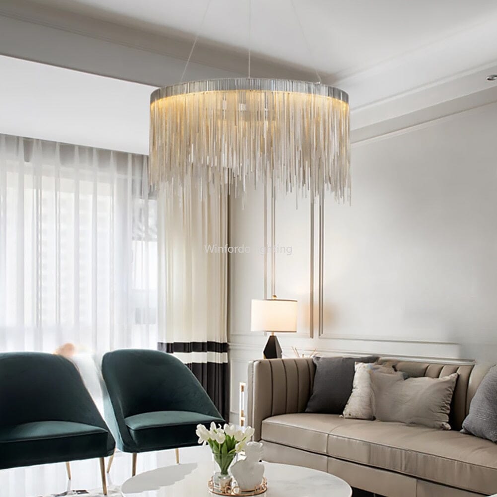 Nordic LED Chrome Round Chandelier