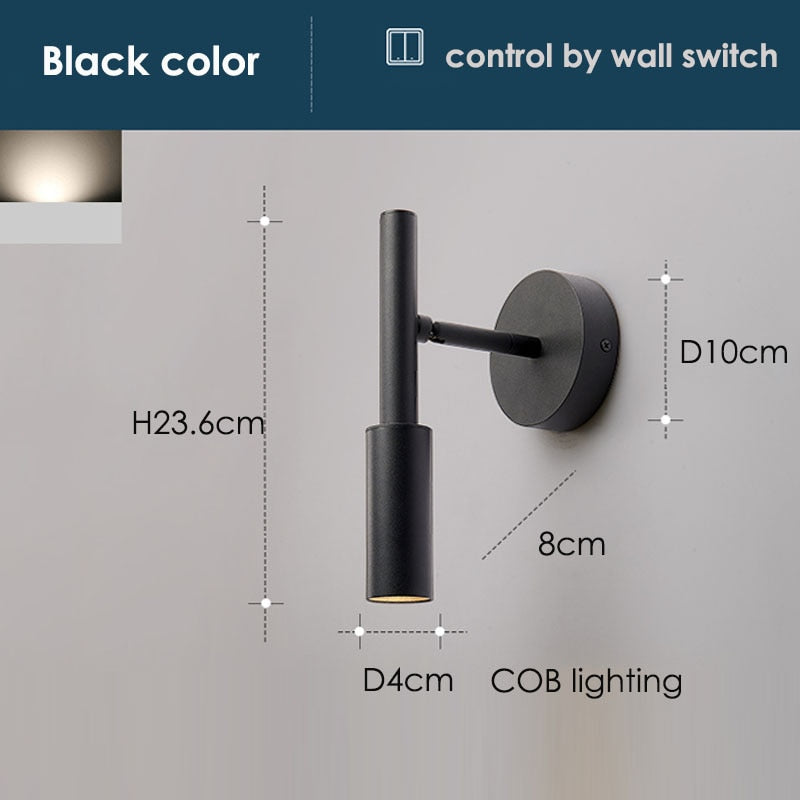 IIS Black/White Wall Mounted Reading Light Adjustable Wall Sconces