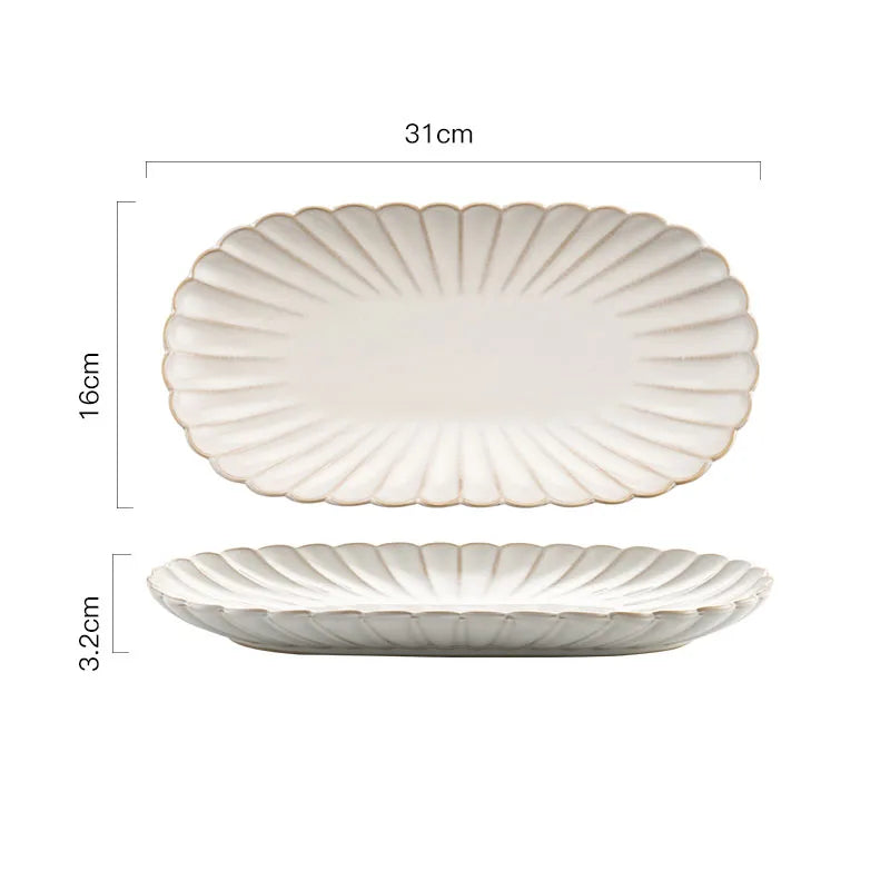 White Retro Ceramic Dishes Plates