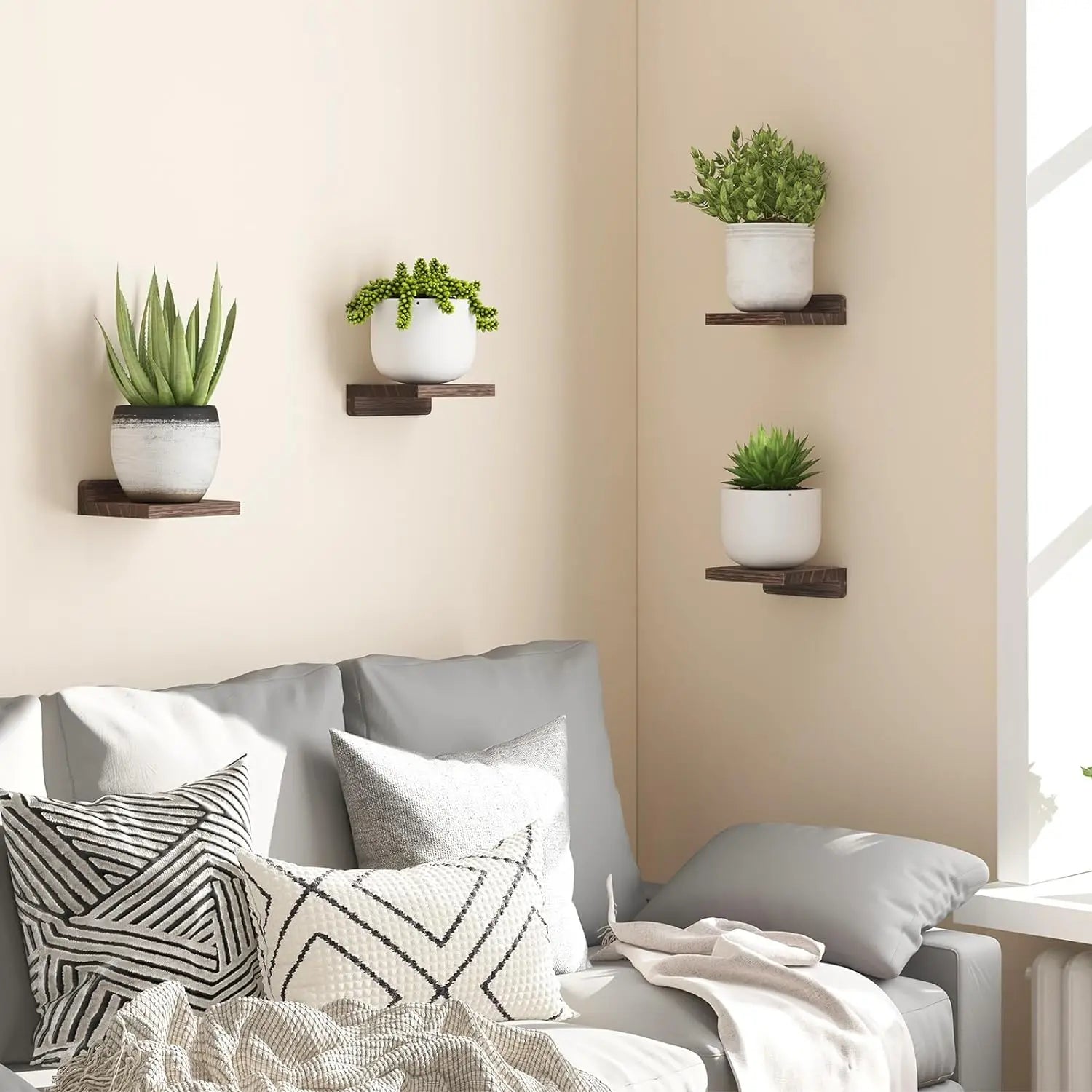 4-Pack Small Floating Wood Shelves