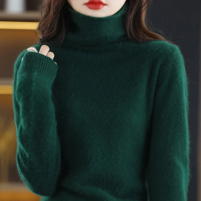 Noemi: Japenese-knit: High Collar 100% Cashmere Sweater - Women's Loose Pullover for Autumn/Winter