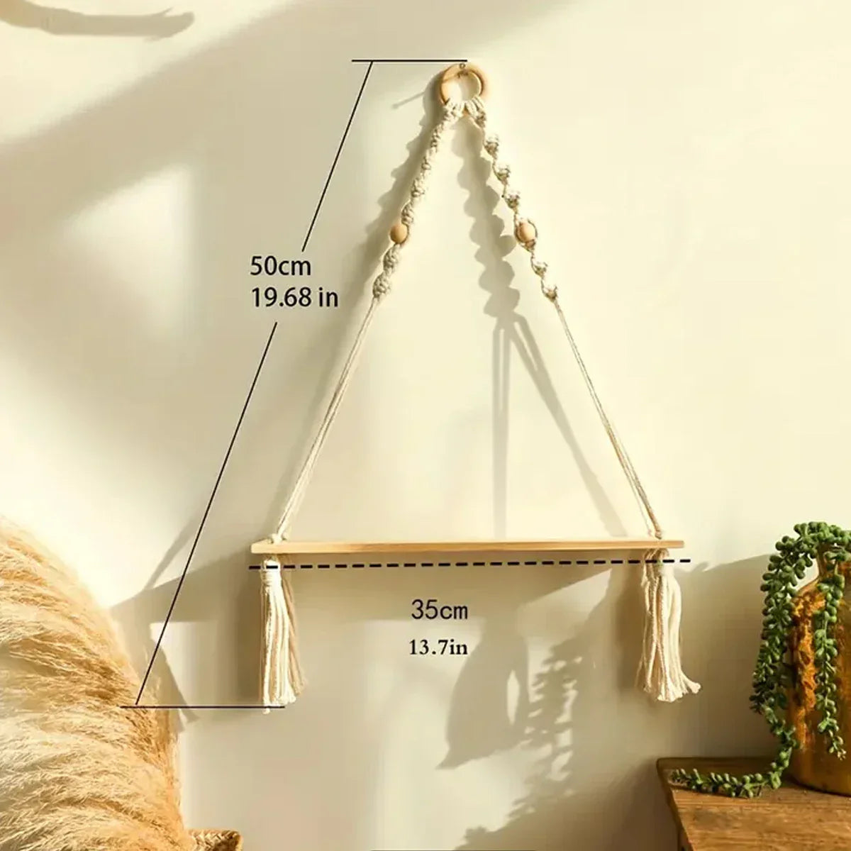 Étagère en macramé boho décor rustique