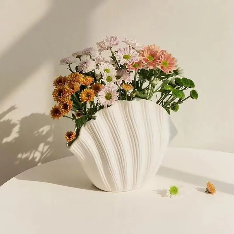 Keramikkvase Sea Shell Lotusblad Bladform Blomsterarrangement Tilbehør Blomstervase Terrarium Romdekorasjon Tilbehør