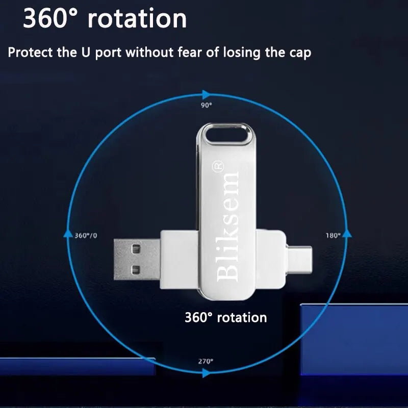 Bliksem Chiavetta USB Tipo-C 32GB/64GB | USB 2.0 ad alta velocità | Pen Drive Mini Metal 3-in-1 per PC e Mobile