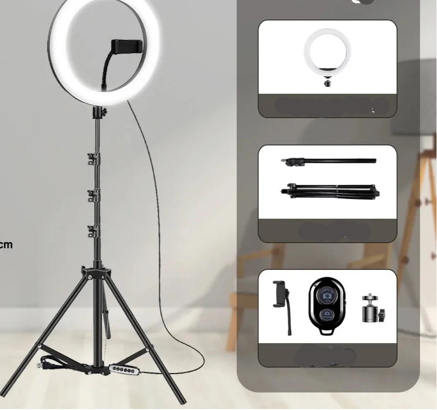 Ava 10" Lampa Pierścieniowa LED do Selfie z Statywem – Idealna do Wideo, Fotografii i Streamingu