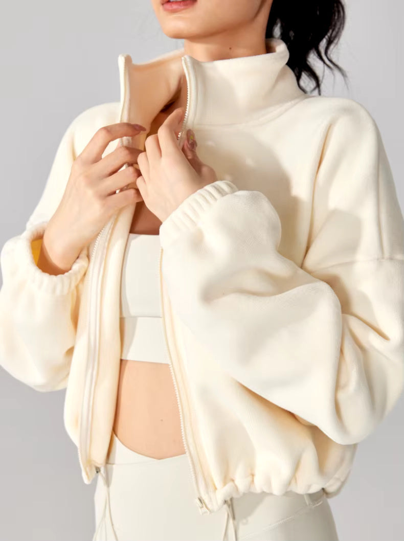 Casaco de Fleece Oversized Cortado para Desportos de Inverno