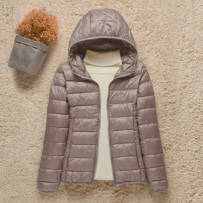 Casaco Puffer de Pato Branco Elegante de Inverno Caroline