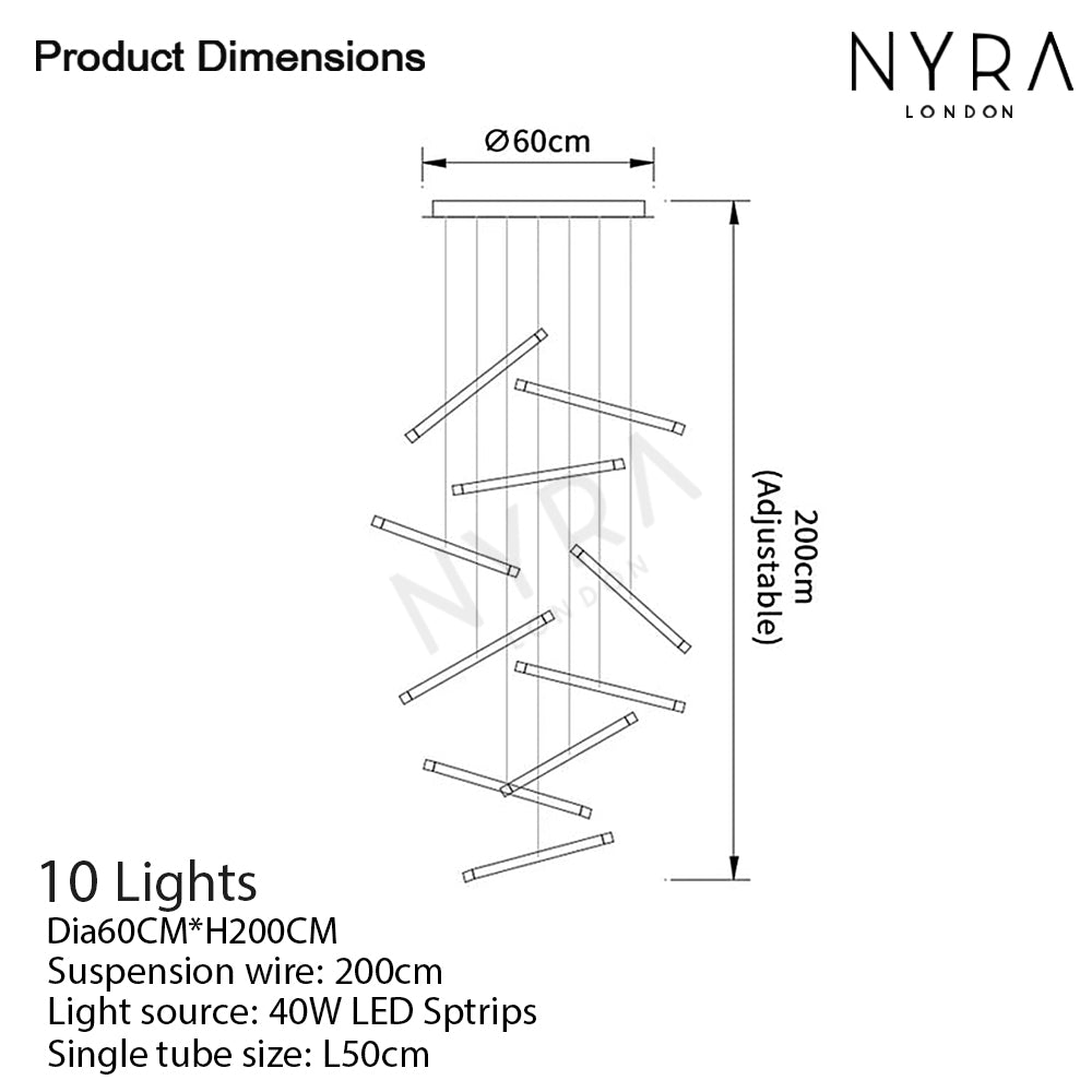 Chandelier en tube nano