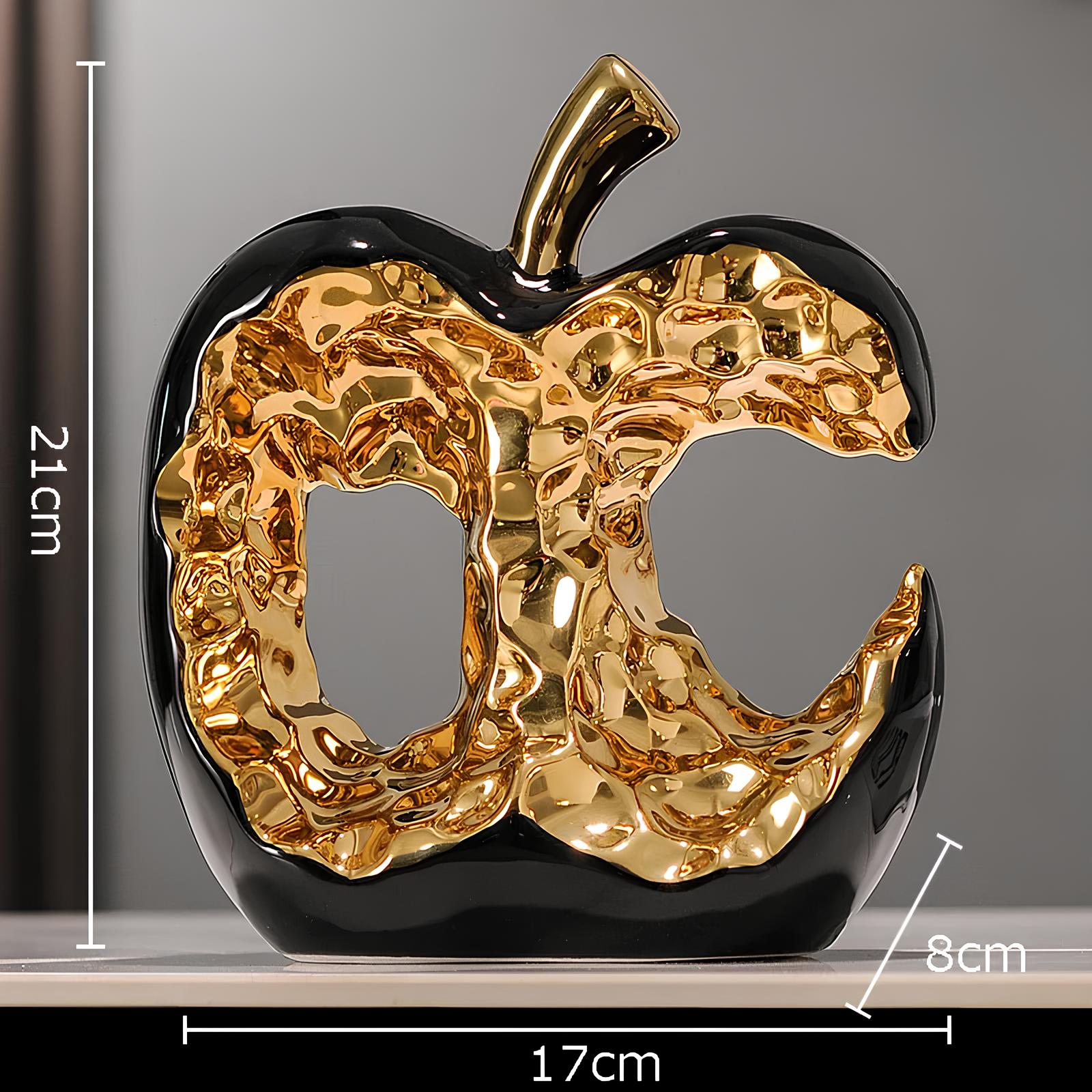 Gold-plated Hollow Apple Ceramic Sculpture Ornament