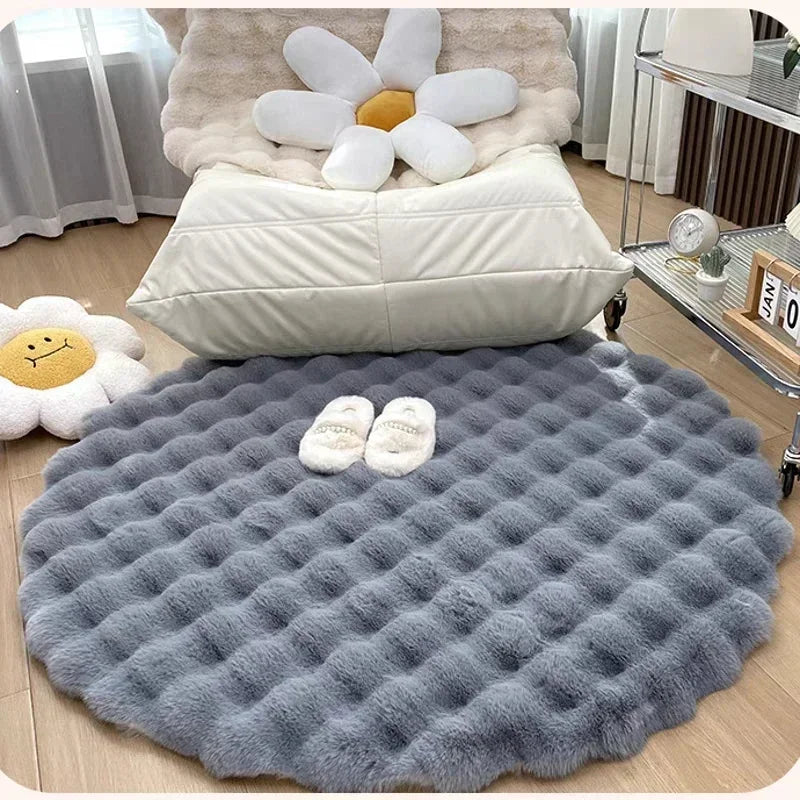 Tapis rond nordique en peluche