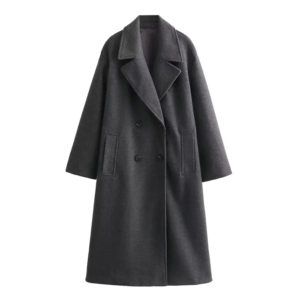 Trine: Wool Blend Autumn/Winter Long Coat/Jacket