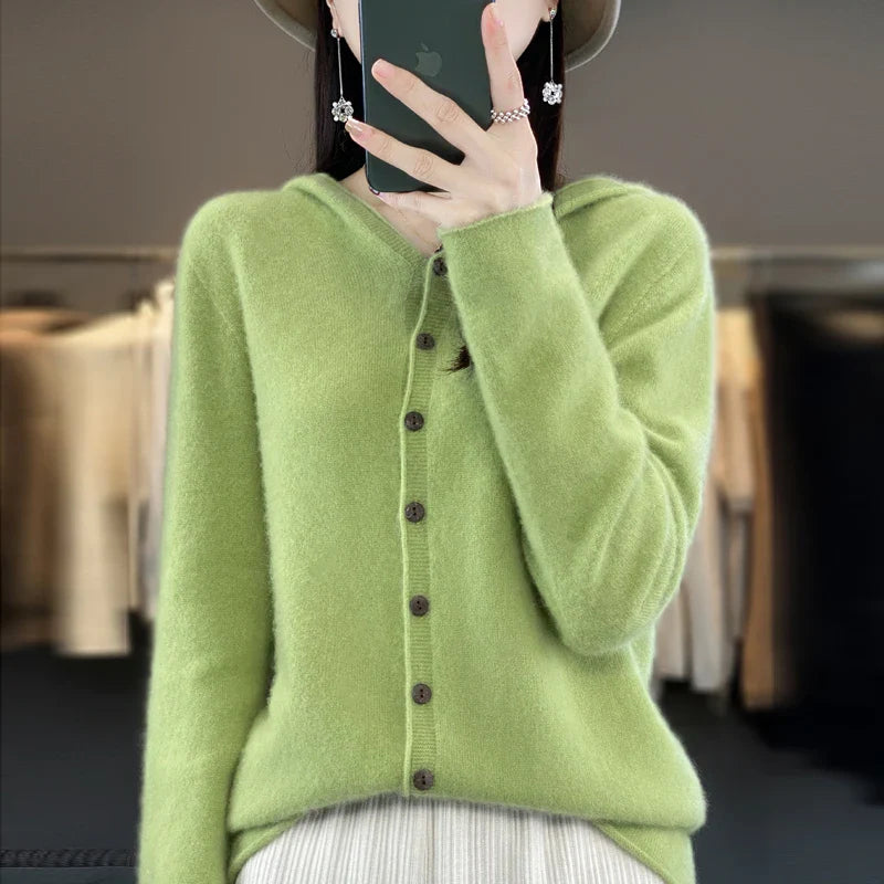 Pauline: 100% Wool Cardigan Sweater for winter