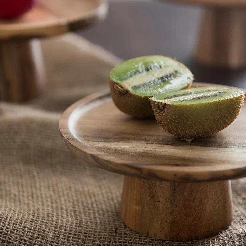 Assiette à gâteau en bois surélevée