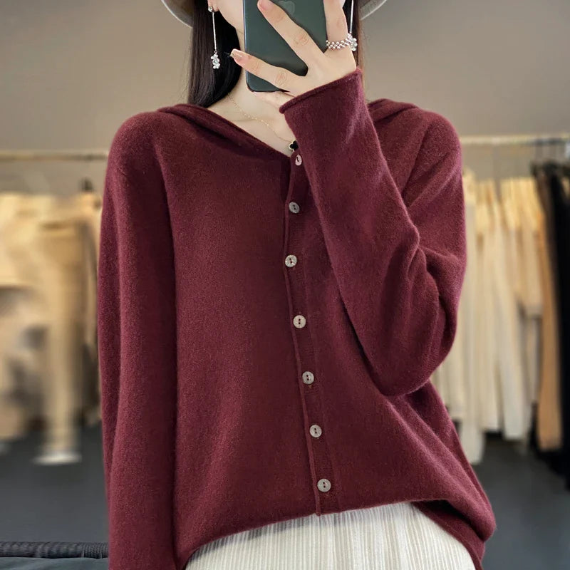 Pauline: 100% Wool Cardigan Sweater for winter