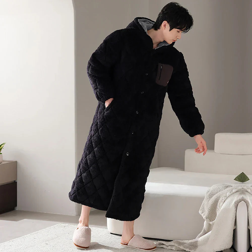 HoodedComfort – Robe de Banho de 3 Camadas para Homens