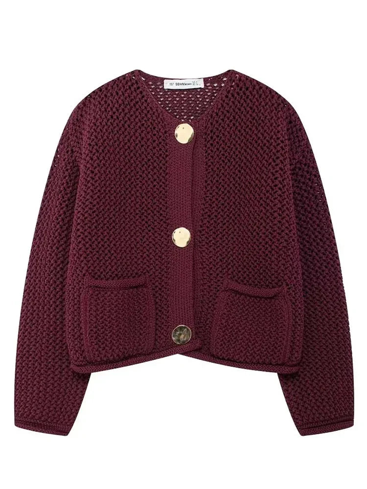 Autumn Grace: cardigan lavorati a maglia chic da donna - stile casual abbottonato