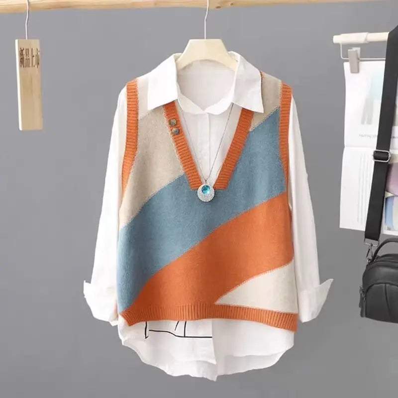 Vera's Vibe: Løsstrikket vest for forår og efterår - geometrisk chic