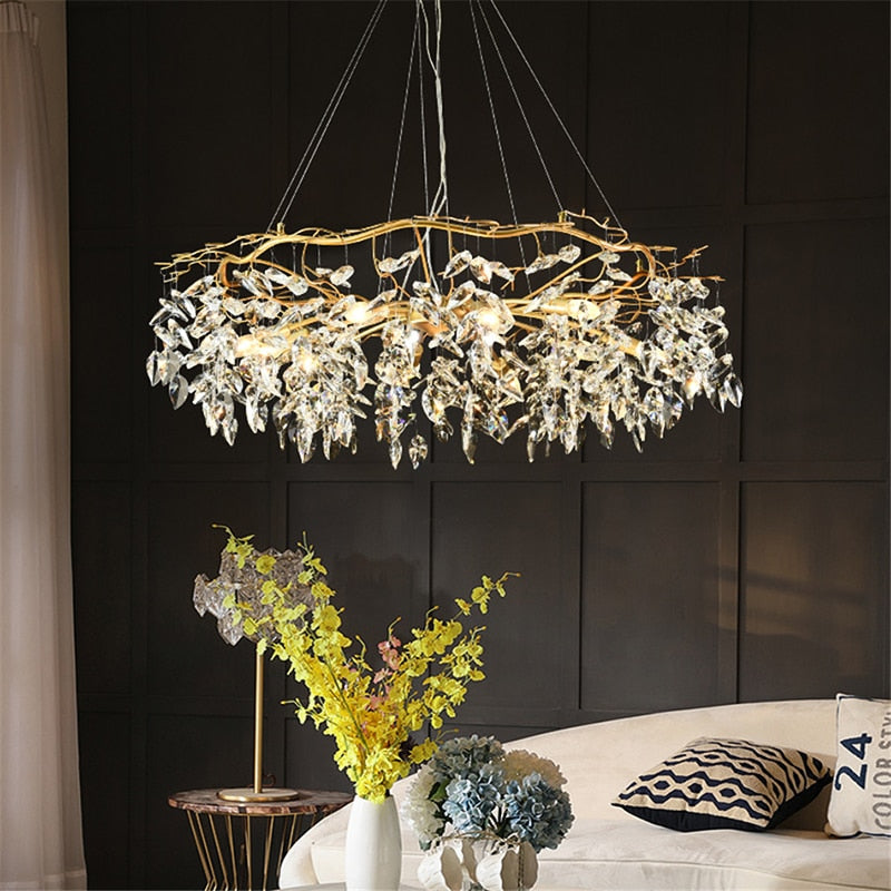 Lampadario Moderno in Cristallo Glamour Dorato