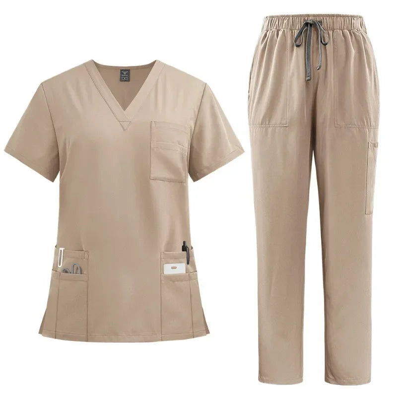 Classico completo da infermiere per uomo e donna – Uniforme medica, abbigliamento chirurgico, dentistico e da lavoro clinico – Set top e pantaloni