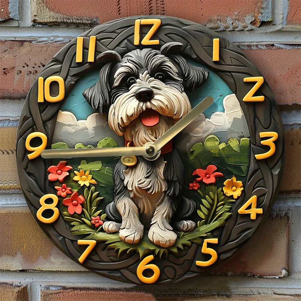 Horloge murale Schnauzer silencieux chic