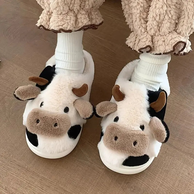 PlushCow - Pantuflas de invierno divertidas y acogedoras