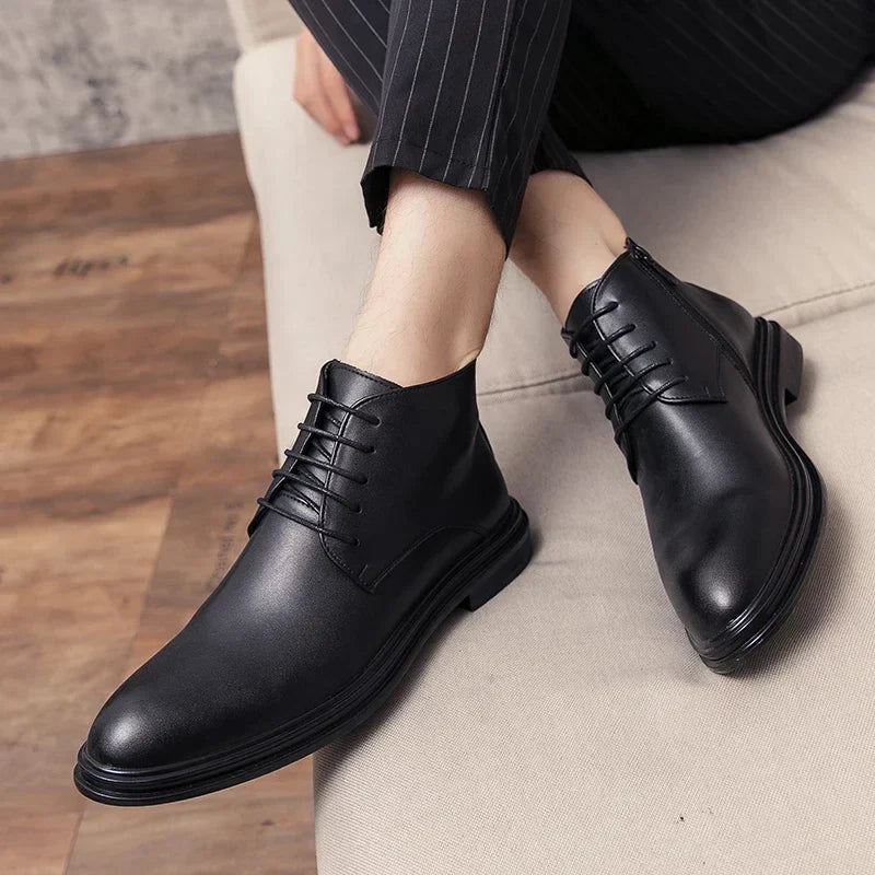 FusionFit leather ankle boots for men