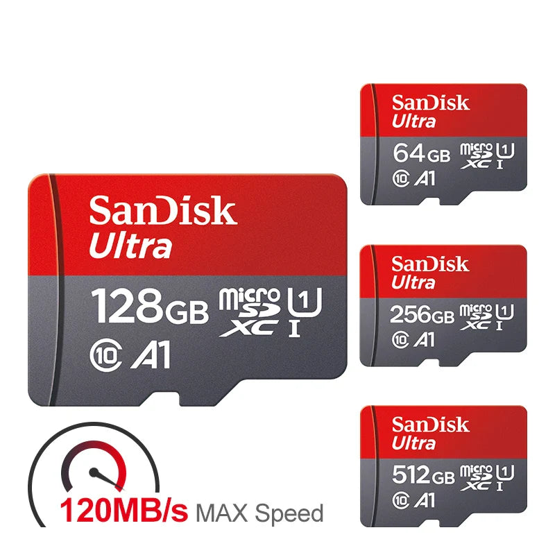 Ultra microsd 128 GB 32 GB 64 GB 256 GB 512 GB A1 Micro SD-kort SD TF Flash-kort Minnekort Klasse 10 for telefon