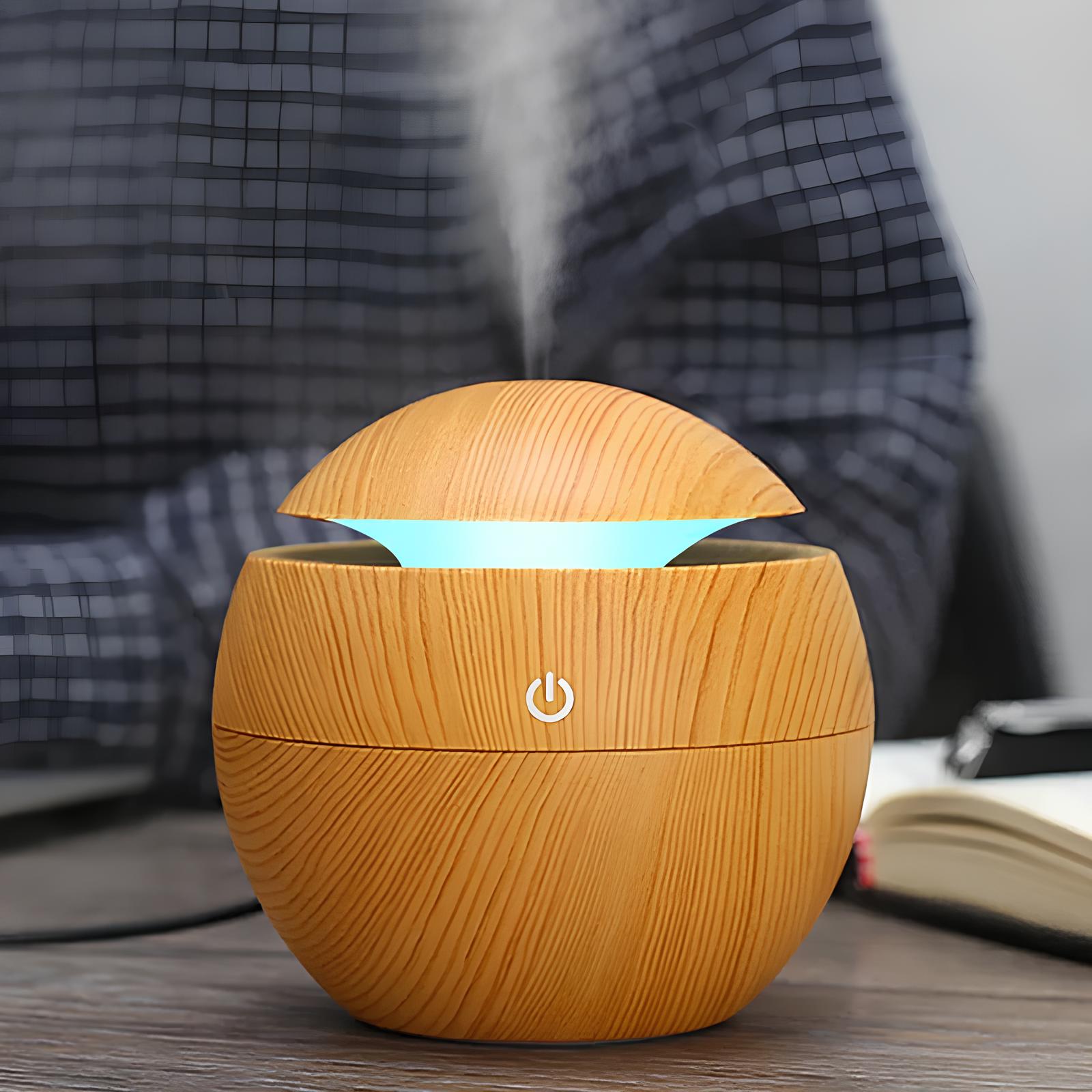 Difusor de Aroma e Humidificador Portátil 130ML com Luz LED de 7 Cores