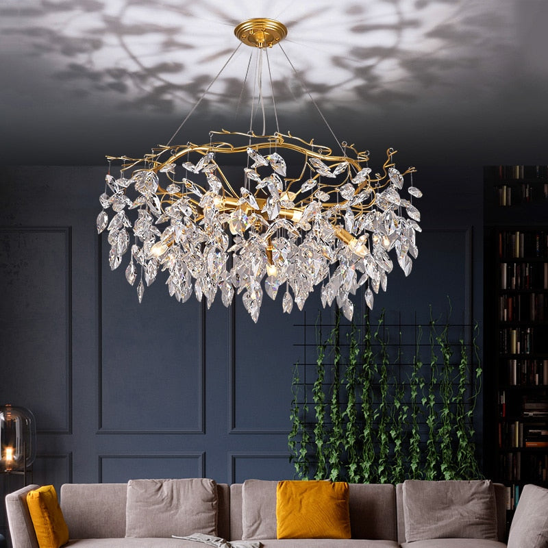 Lampadario Moderno in Cristallo Glamour Dorato