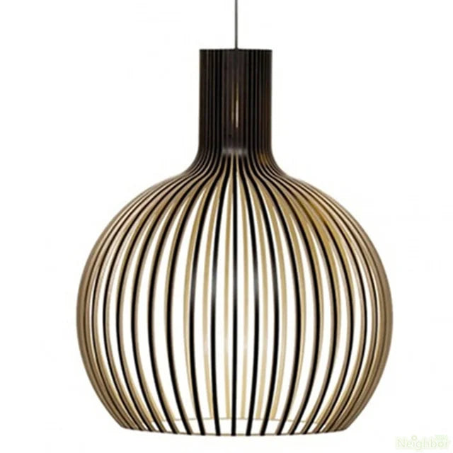 Lustre suspendu en forme de cage en bois de style nordique