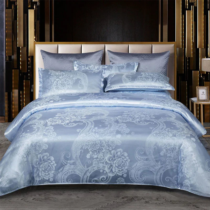 Wostar Satin Rayon Jacquard Duvet Cover 220x240 Summer Luxury Double Bed Duvet Bedding Set