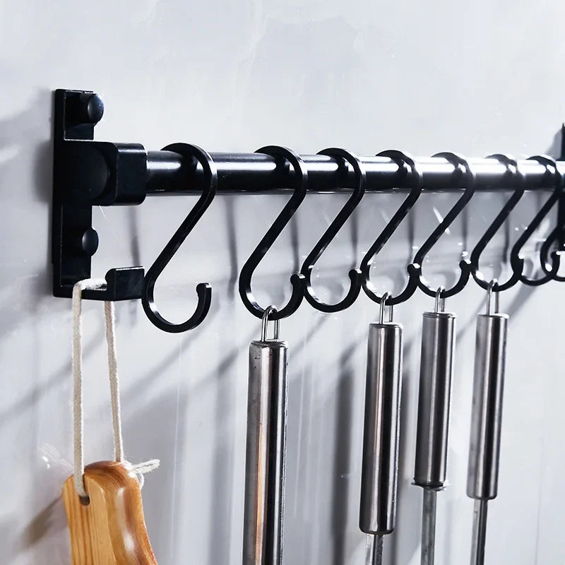 Sara’s Matt Black Kitchen Hook Rack – Plassbesparende Kjøkkenutstyr Organizer med Holdbar Aluminium Design