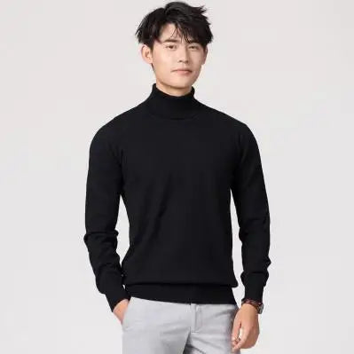 Miyabi: Turtleneck de malha japonesa em 60% cashmere e 35% algodão | Suéter Masculino