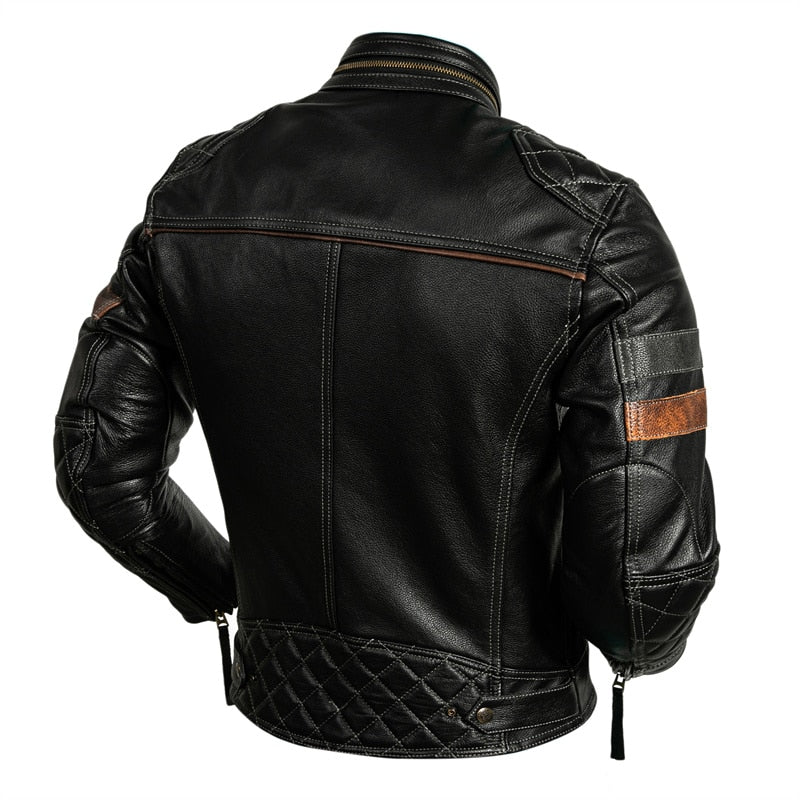 Natural Leather Biker Jacket for Men