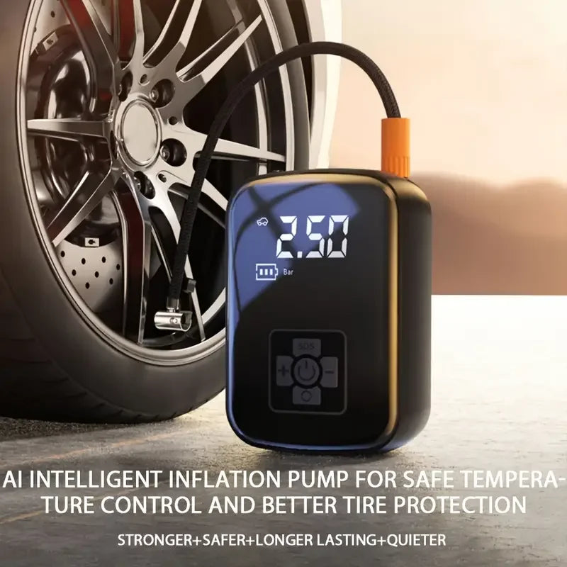 Wireless Car Air Compressor - 100W Electric Tire Inflator Pump for Motorcycle, Bicycle, Auto Tyre & Ball Inflator with Lighting and Pressure Measurement