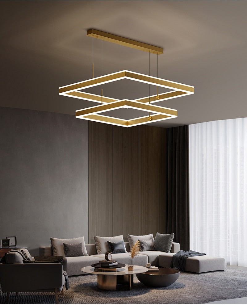 YLK Kare - Lustre led moderne pour salon design carré de luxe