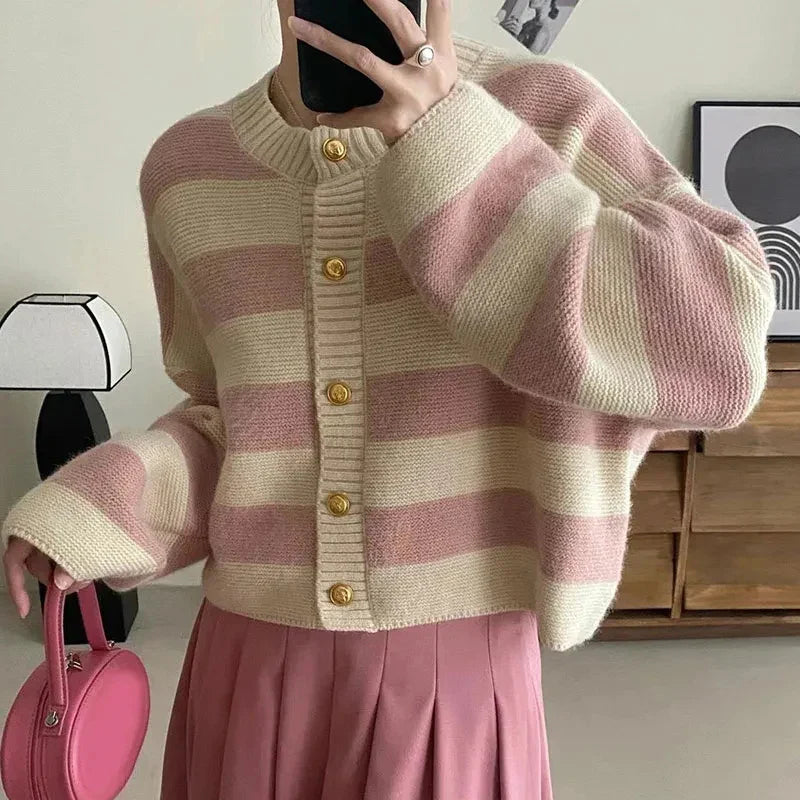 Josephine: Striped Knitted Cardigan/sweater