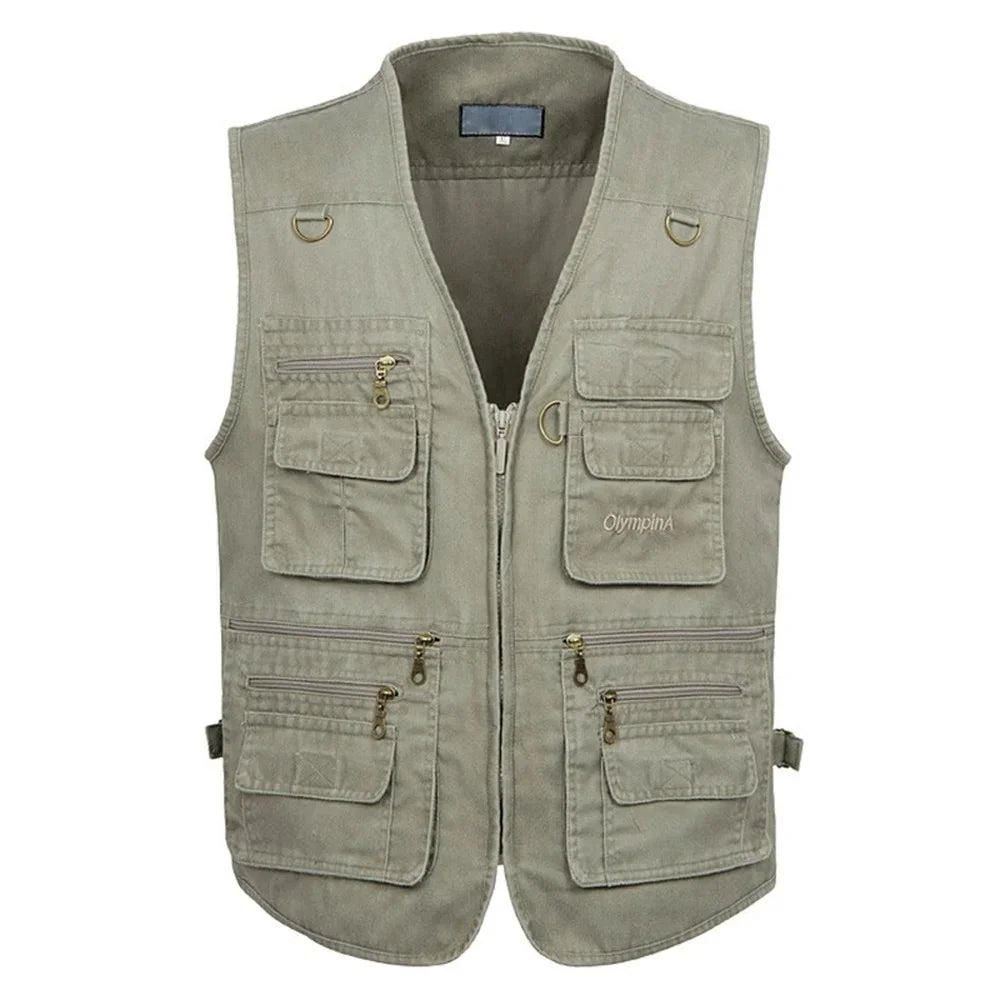 Cotton Sleeveless Cargo Vest | 16 Pockets Waistcoat