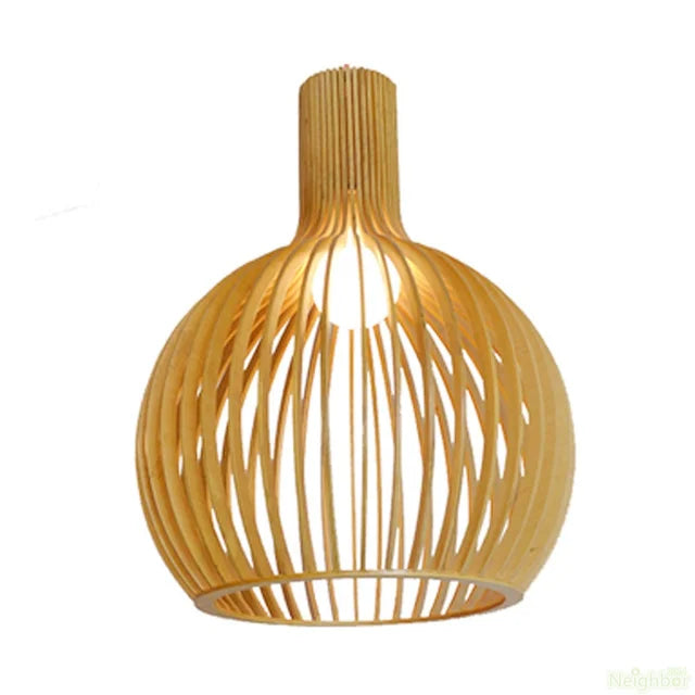 Lustre suspendu en forme de cage en bois de style nordique