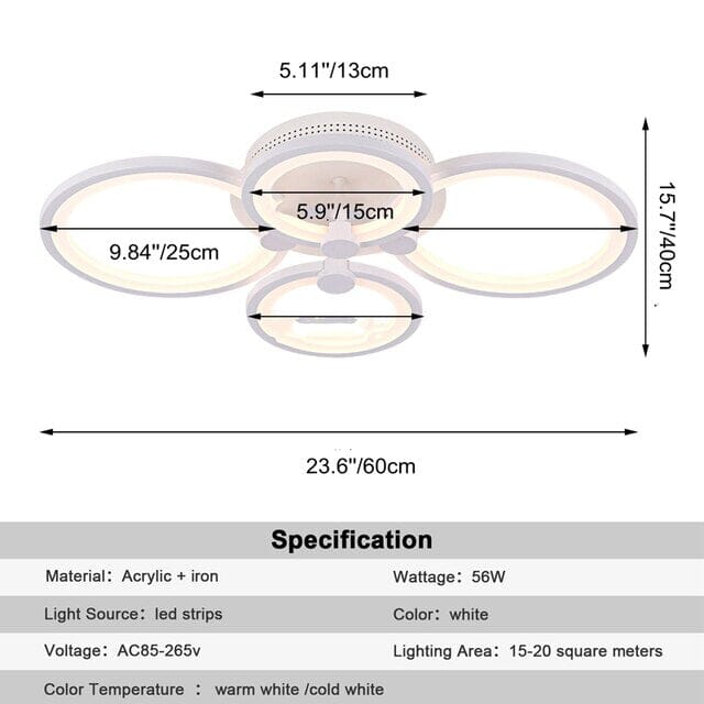 Moderne ring akryl taklampe med fjernkontroll