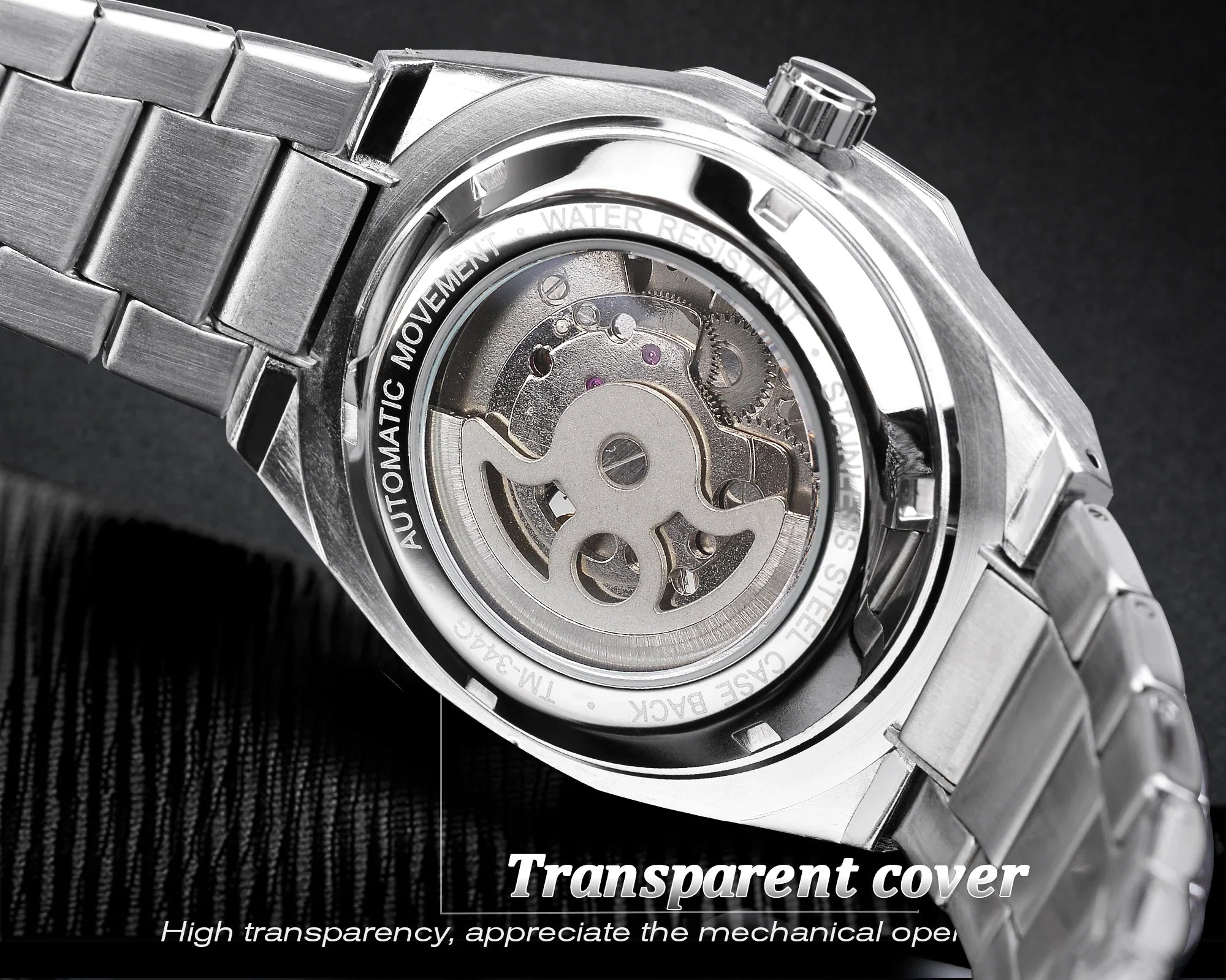 Casual Automatic Watch - 3D Diamond Skeleton Hollow Men's Wristwatch with Luminous Military Design