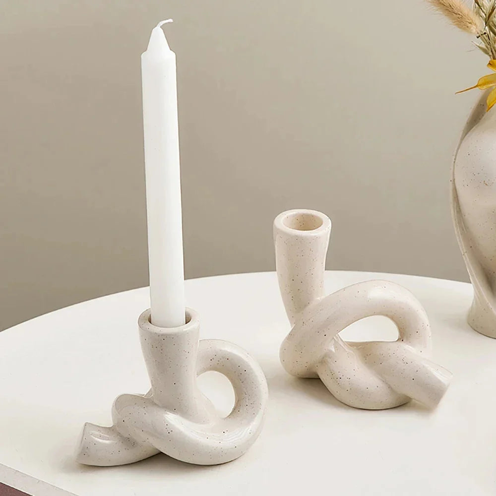 Boho Knot Ceramic Candle Holder