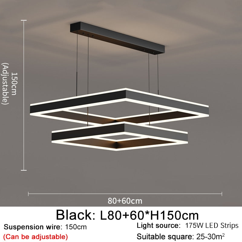 YLK Kare - Lustre led moderne pour salon design carré de luxe