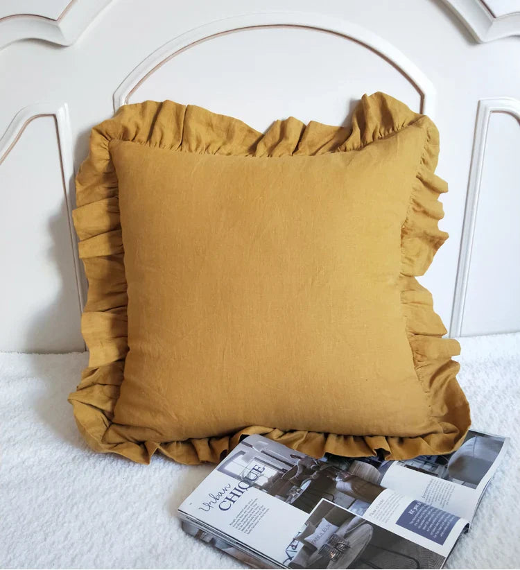 Soft Ruffled Pure Linen Cushion & Pillowcase Covers - 11 Colours, Various Sizes