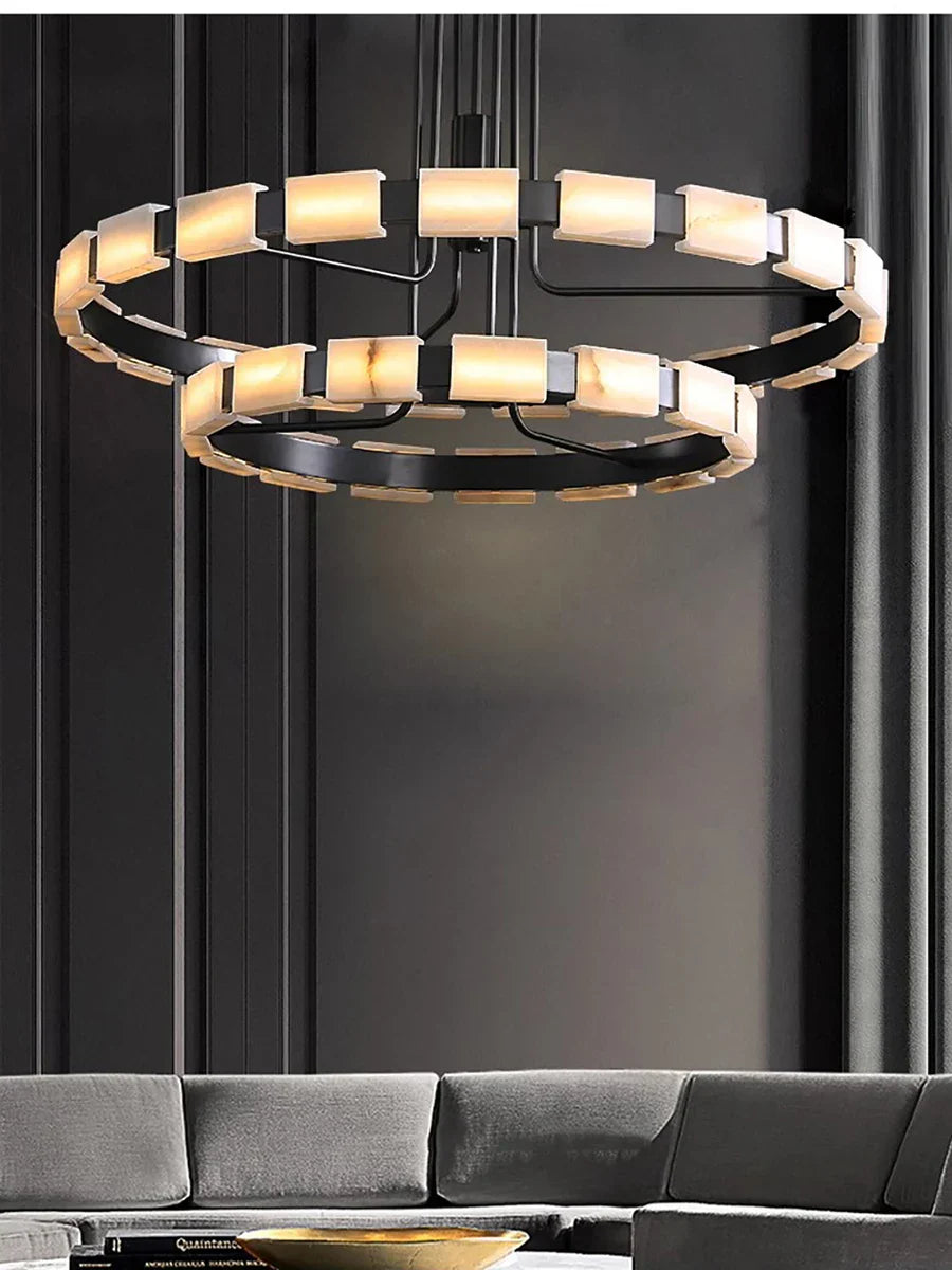 Volga Nutane Modern Large Natural Marble Chandelier