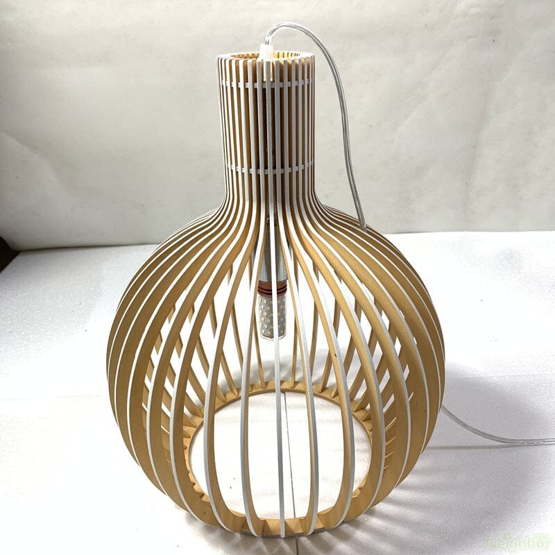 Lustre suspendu en forme de cage en bois de style nordique