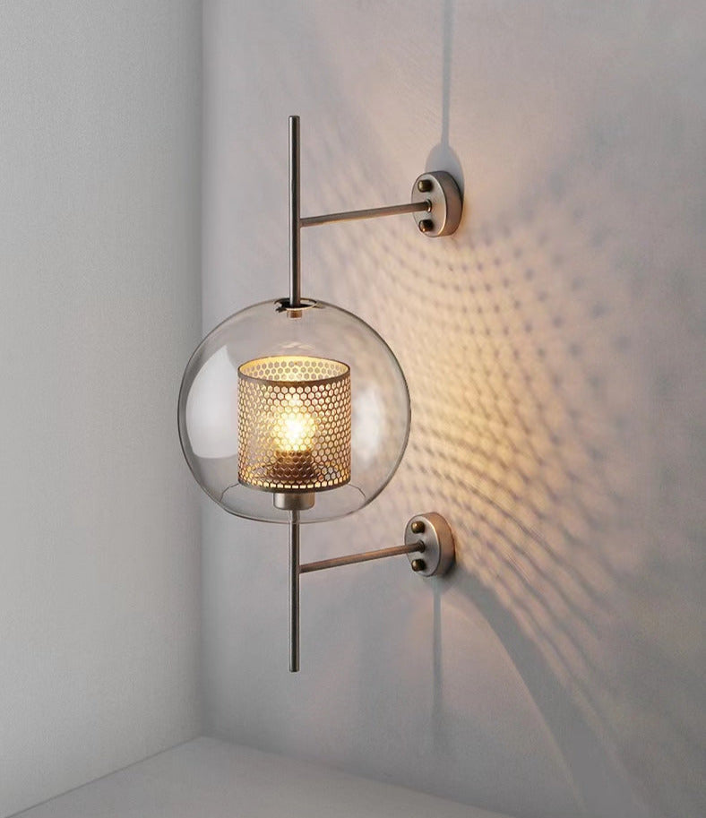 Modern honeycomb mässing & glas vägglampa