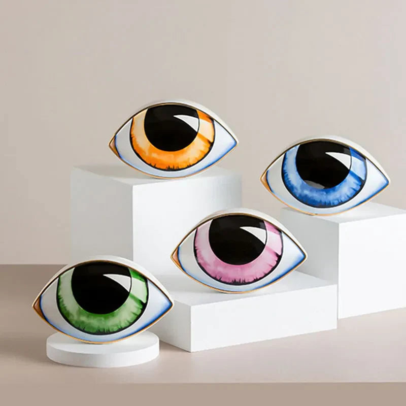 Escultura de adorno de ojo de cerámica