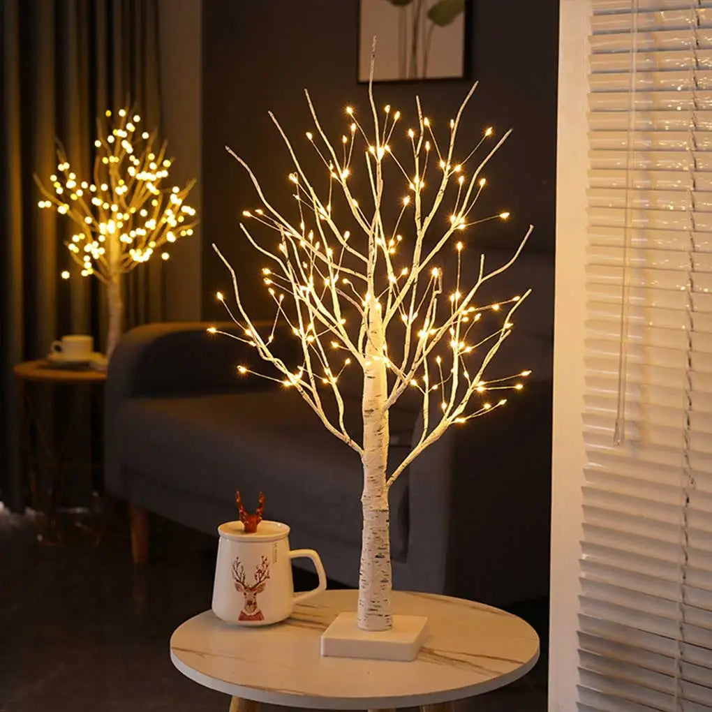 Lámpara LED de árbol de abedul encantada, luz navideña