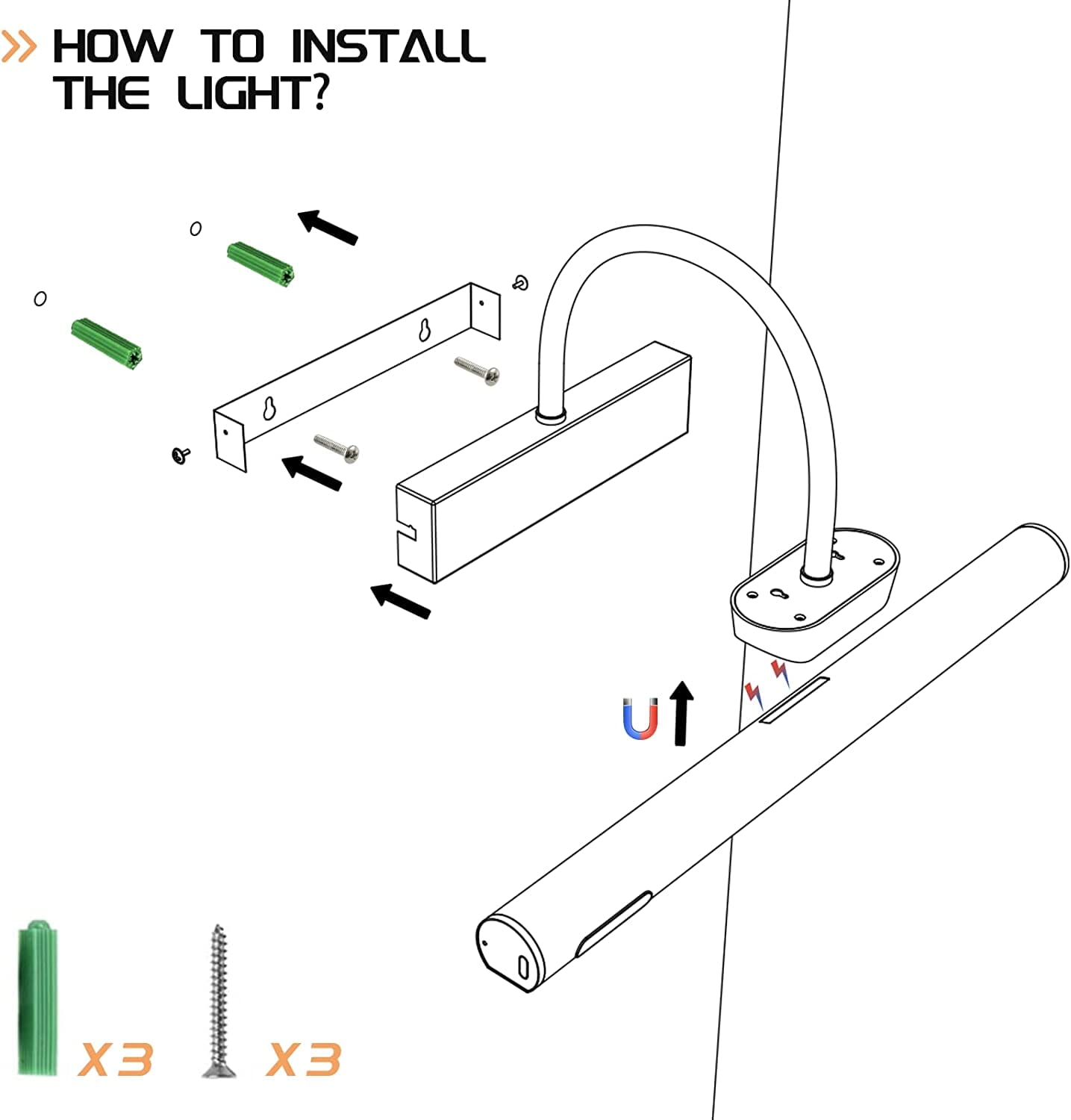 Martin LED-vägglampa för foton